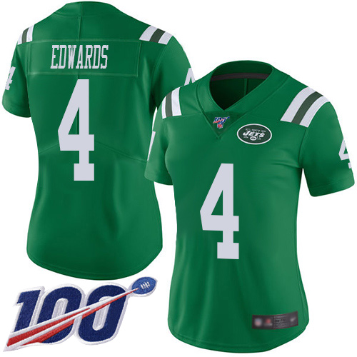 New York Jets Limited Green Women Lac Edwards Jersey NFL Football #4 100th Season Rush Vapor Untouchable->youth nfl jersey->Youth Jersey